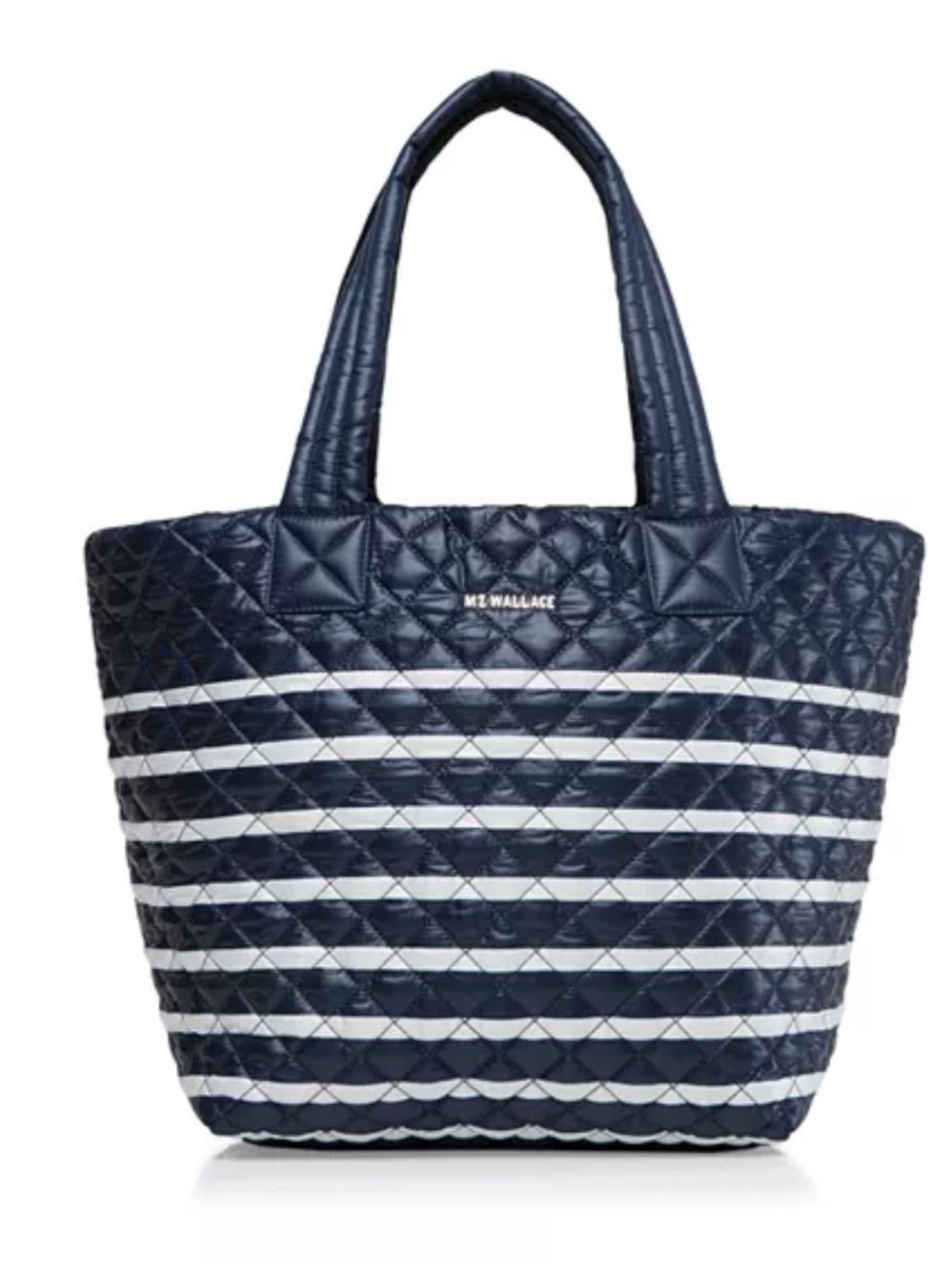 MZ Wallace Striped Medium Metro Tote Navy Blue and white NWOT
